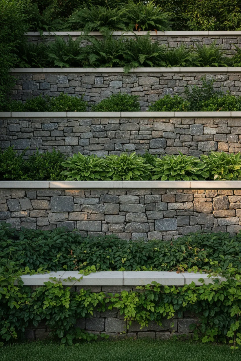 Vertical profile of garden hardscaping