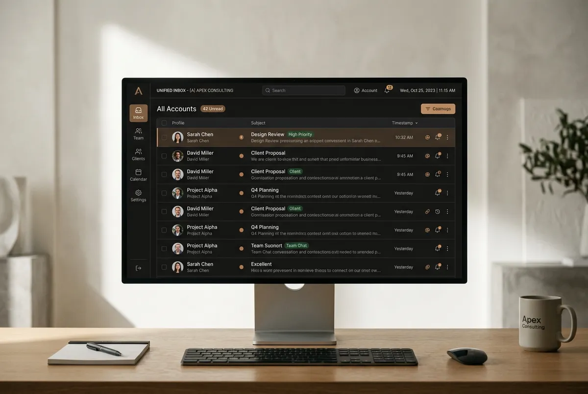 Unified communication dashboard showing SMS, call records, and customer inbox