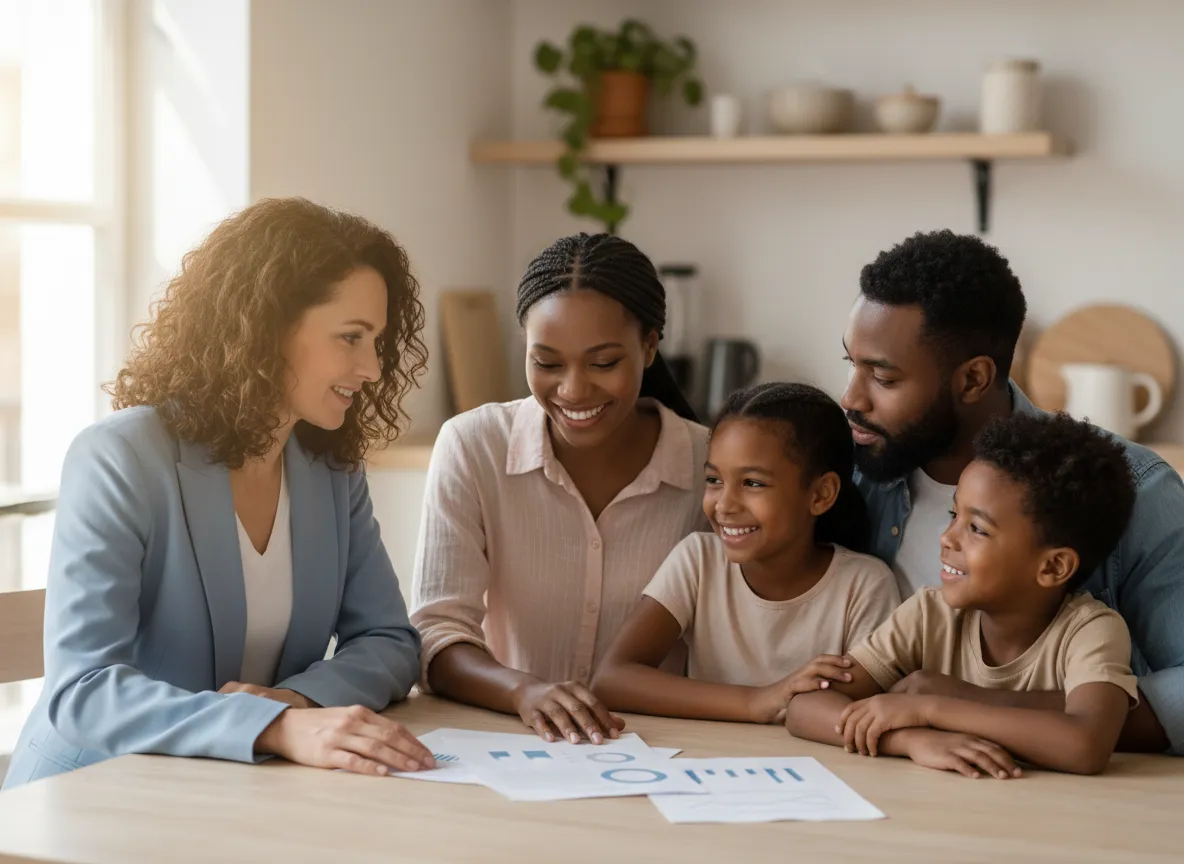 Advisor from NX Level Consulting Inc meeting with a family to review life insurance and annuity options