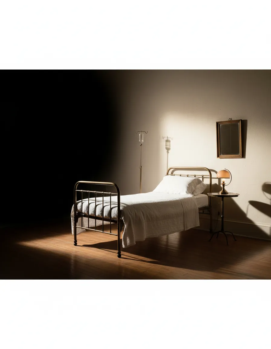 Towns Hospital room gradually filling with warm white light.