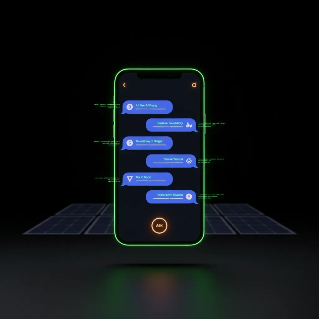 AI Chatbot interface showing instant responses to solar questions