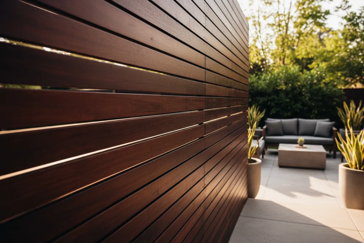 Decorative horizontal slat fence