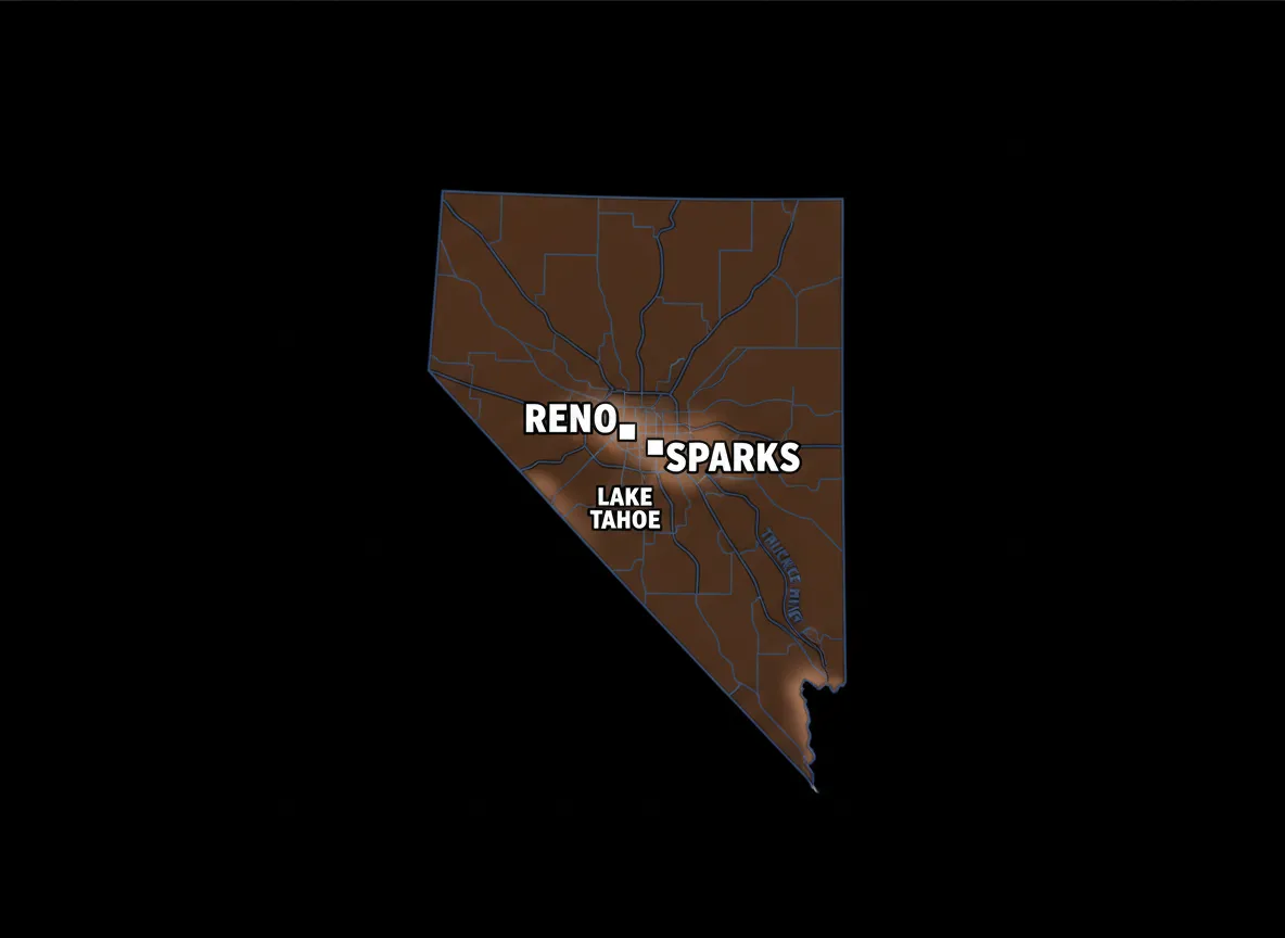 Map highlighting Reno and Sparks service area