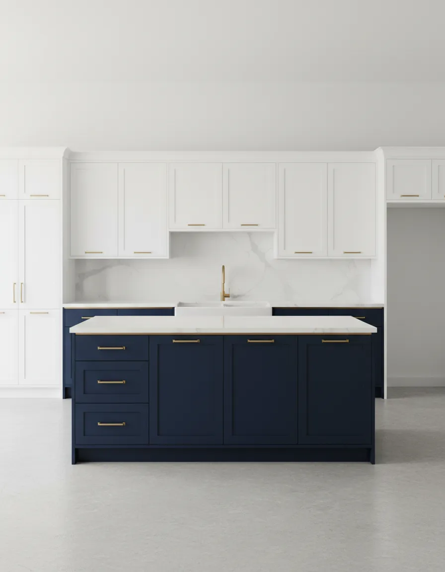 High-contrast finished kitchen cabinets