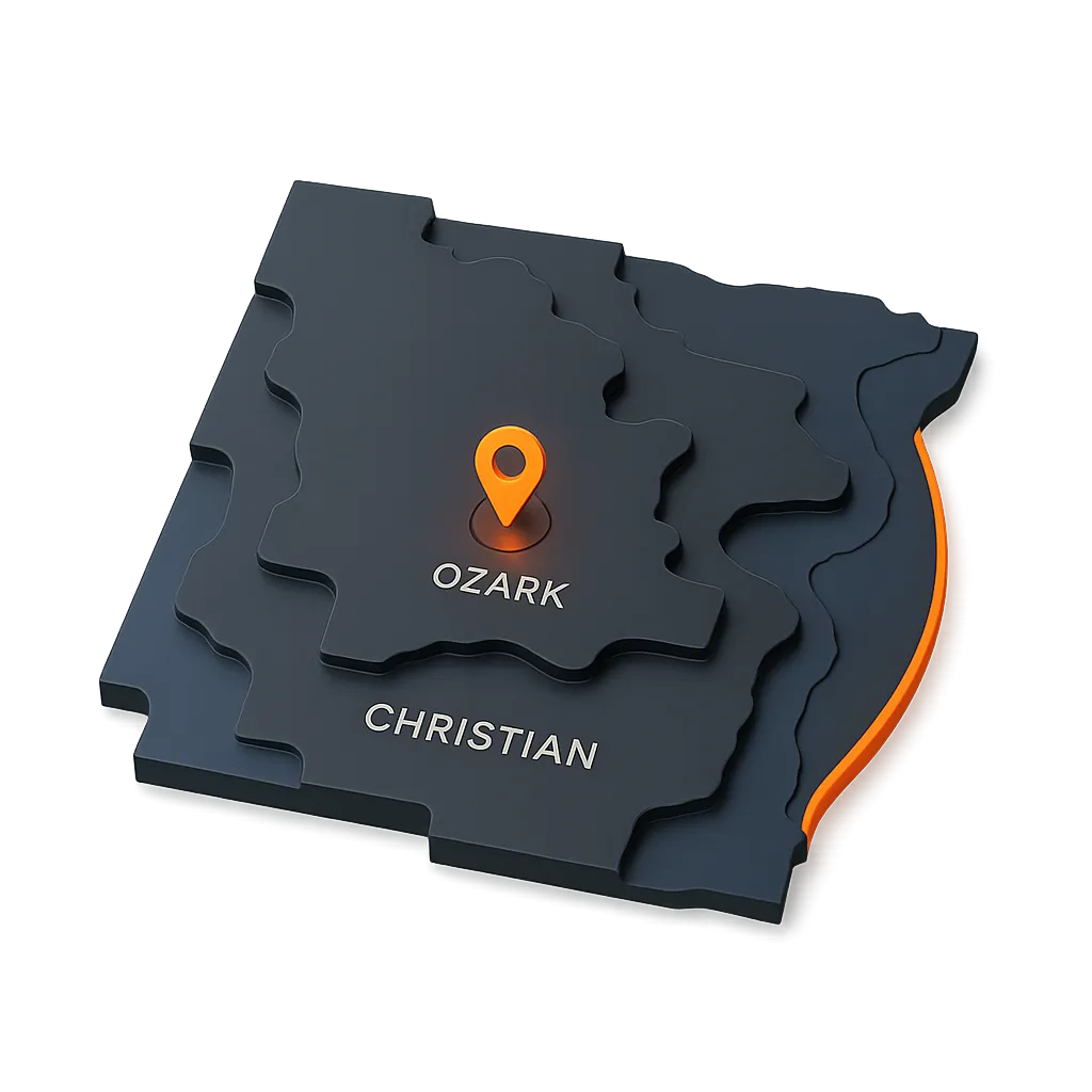 Map of Ozark Missouri service area for junk removal