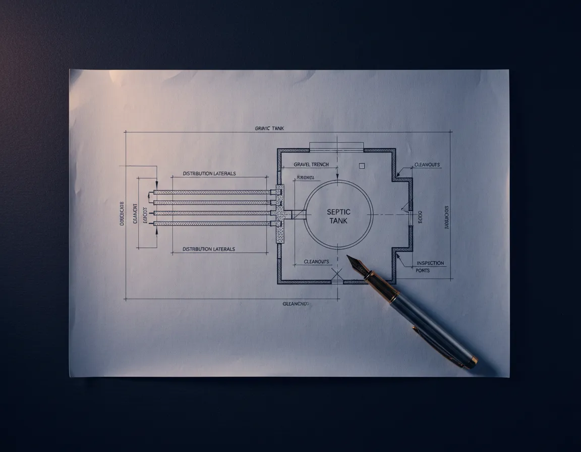 Technical blueprint and schematic reporting for septic permit compliance