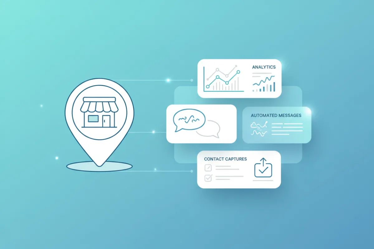 Hero concept 1 showing AI-powered marketing automation for local businesses in a clean, modern SaaS style with soft gradients and rounded cards