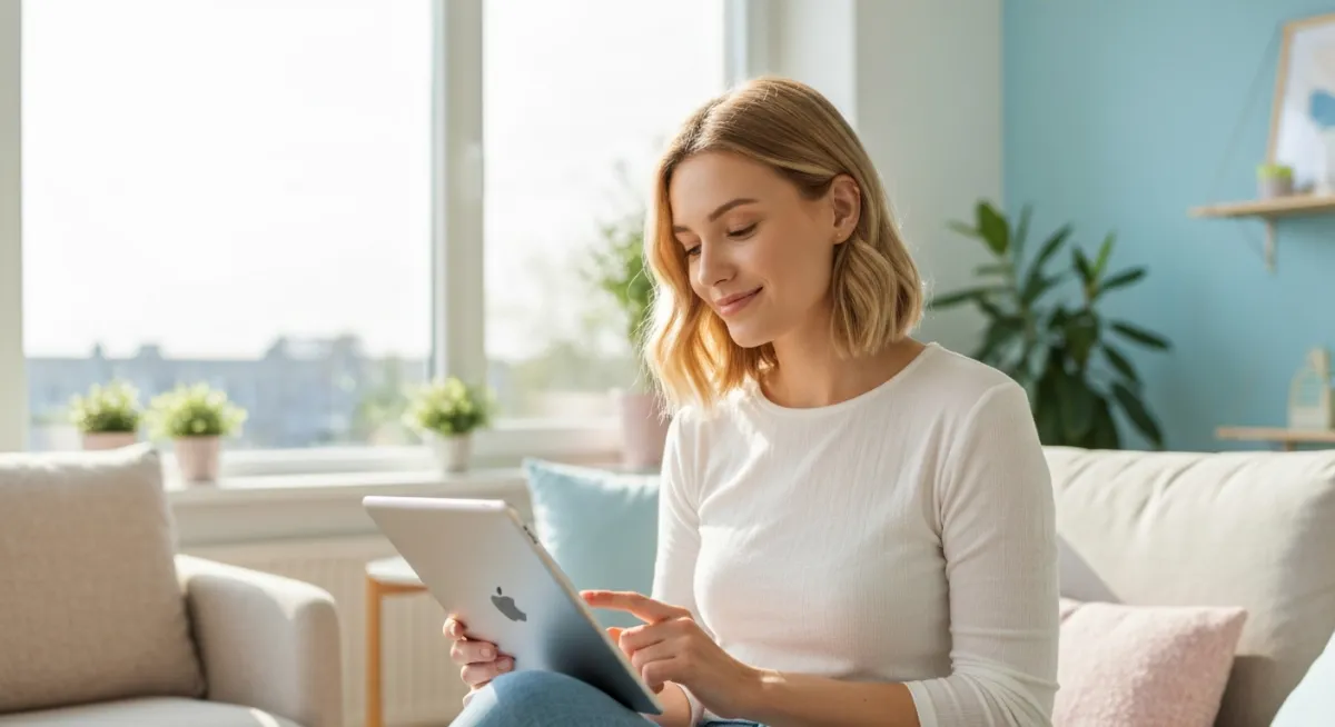 Woman using digital planner
