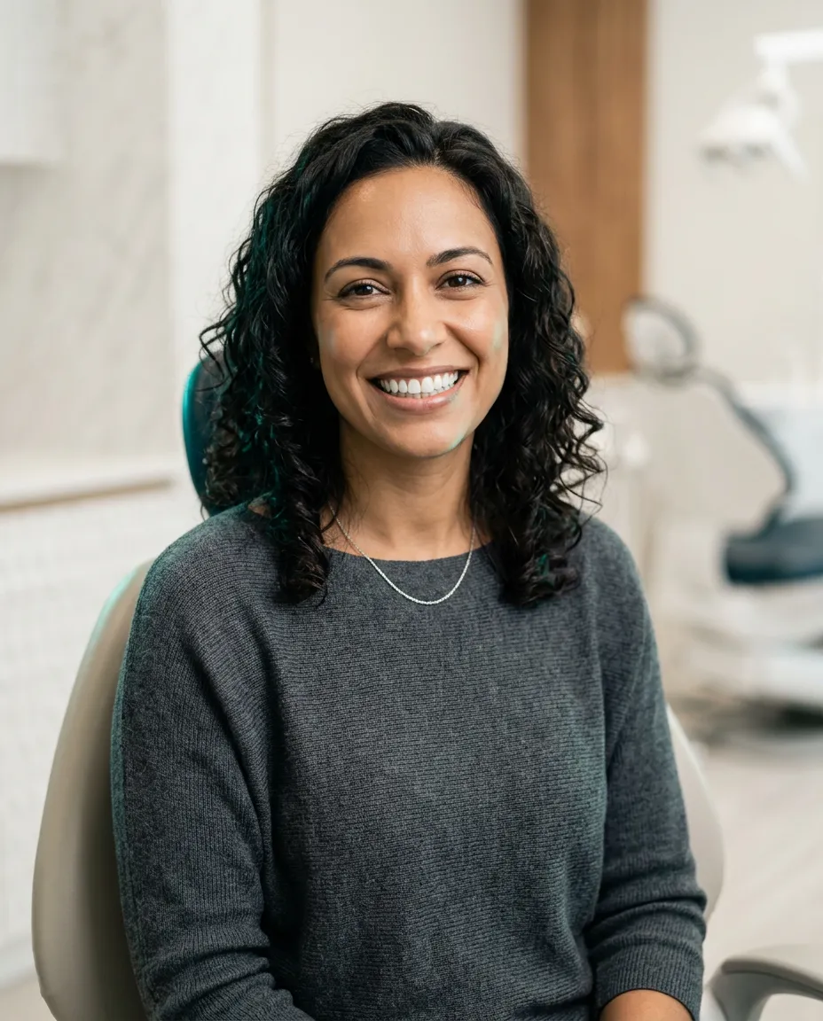 Radiant patient smiling confidently with flawless healthy teeth after transformation
