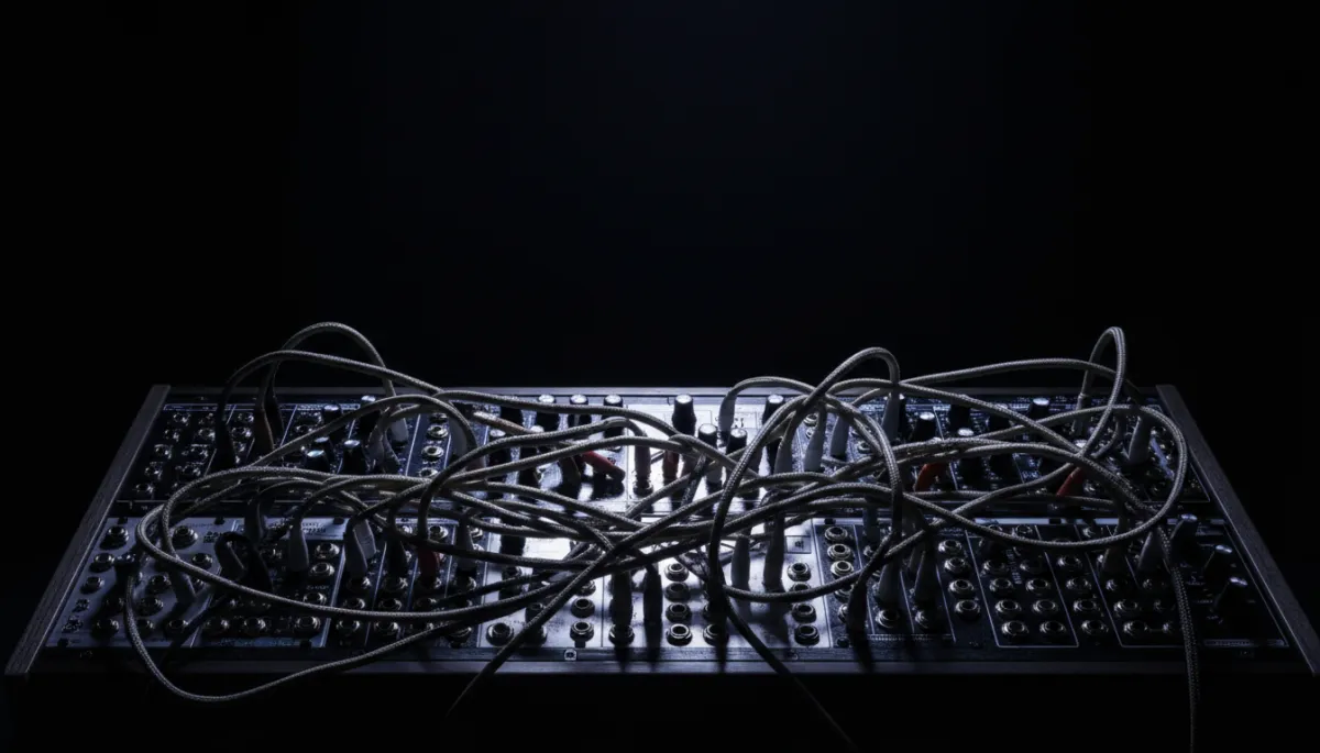 Patch cables on a synthesizer