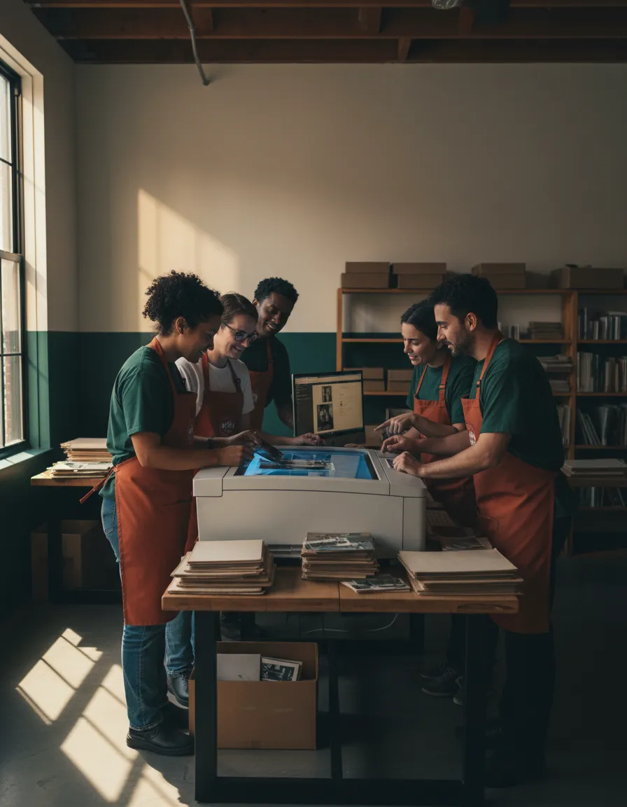 Historical photo scans at a printshop