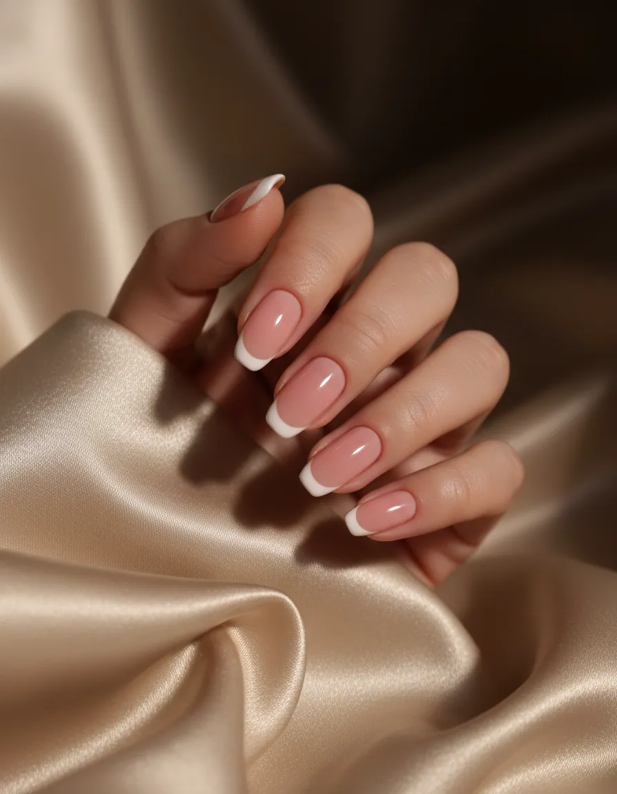 Uñas francesas suaves con brillo