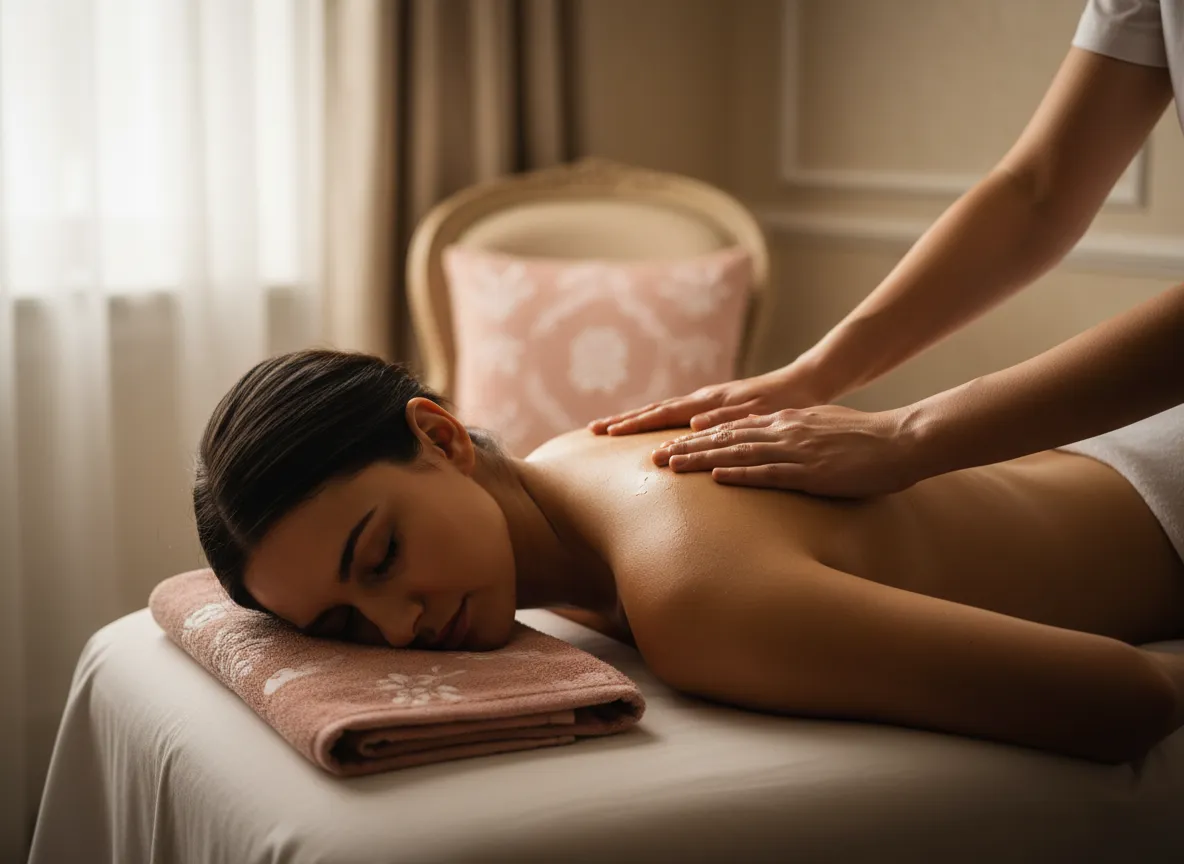 Woman receiving a relaxing back massage