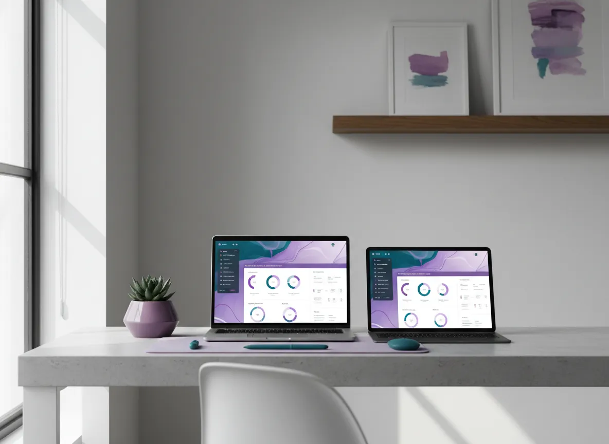 Modern workspace with e-commerce dashboards on laptop and tablet