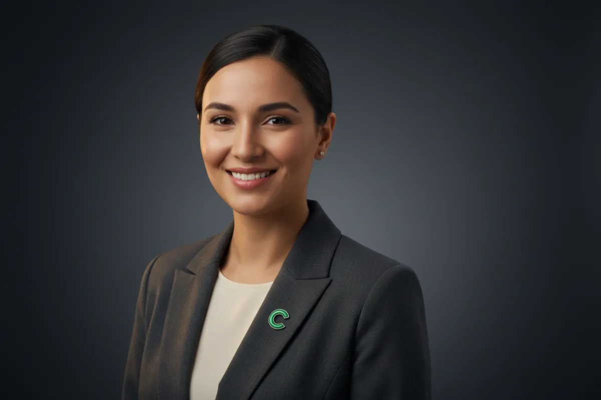 Customer support professional smiling