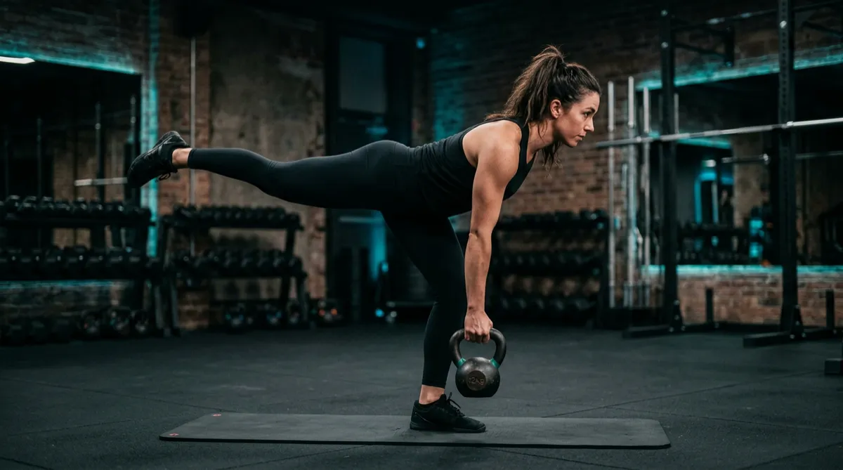 Bulletproof Knee — single-leg deadlift with a light kettlebell
