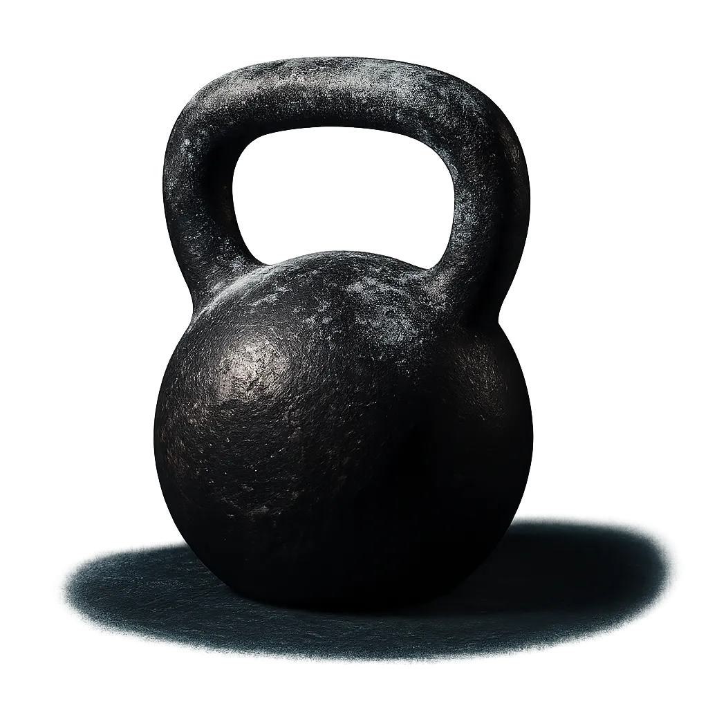 Studio cutout of heavy competition cast iron kettlebell with matte finish