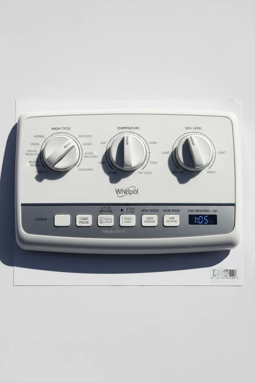Simple control dials on a washing machine panel