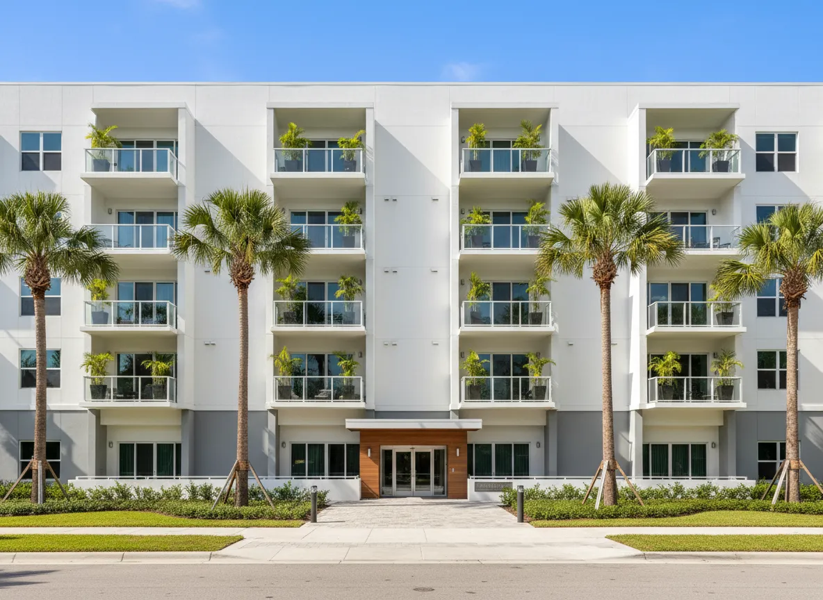 Modern multifamily apartment building exterior
