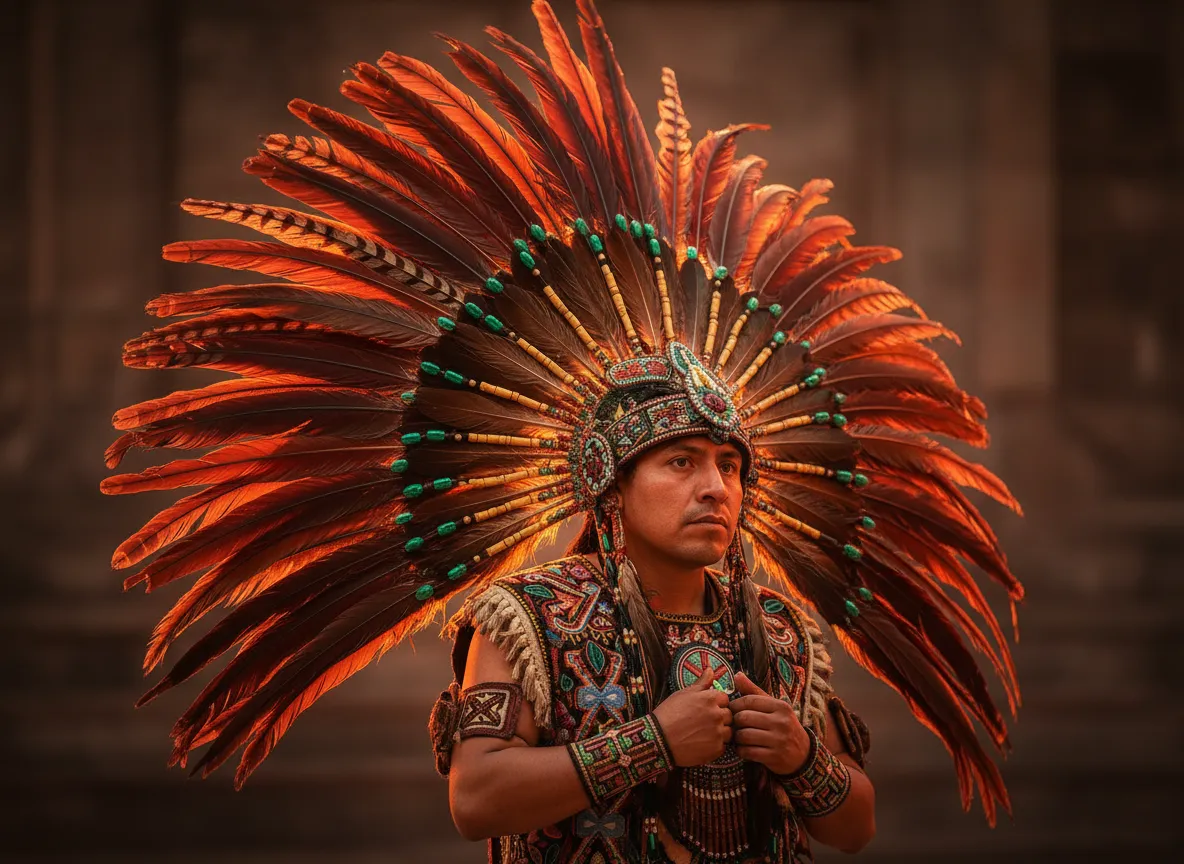 Large feathered headdress carried by a danzante
