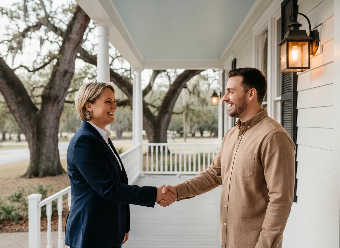 Signing closing documents for a fast property sale