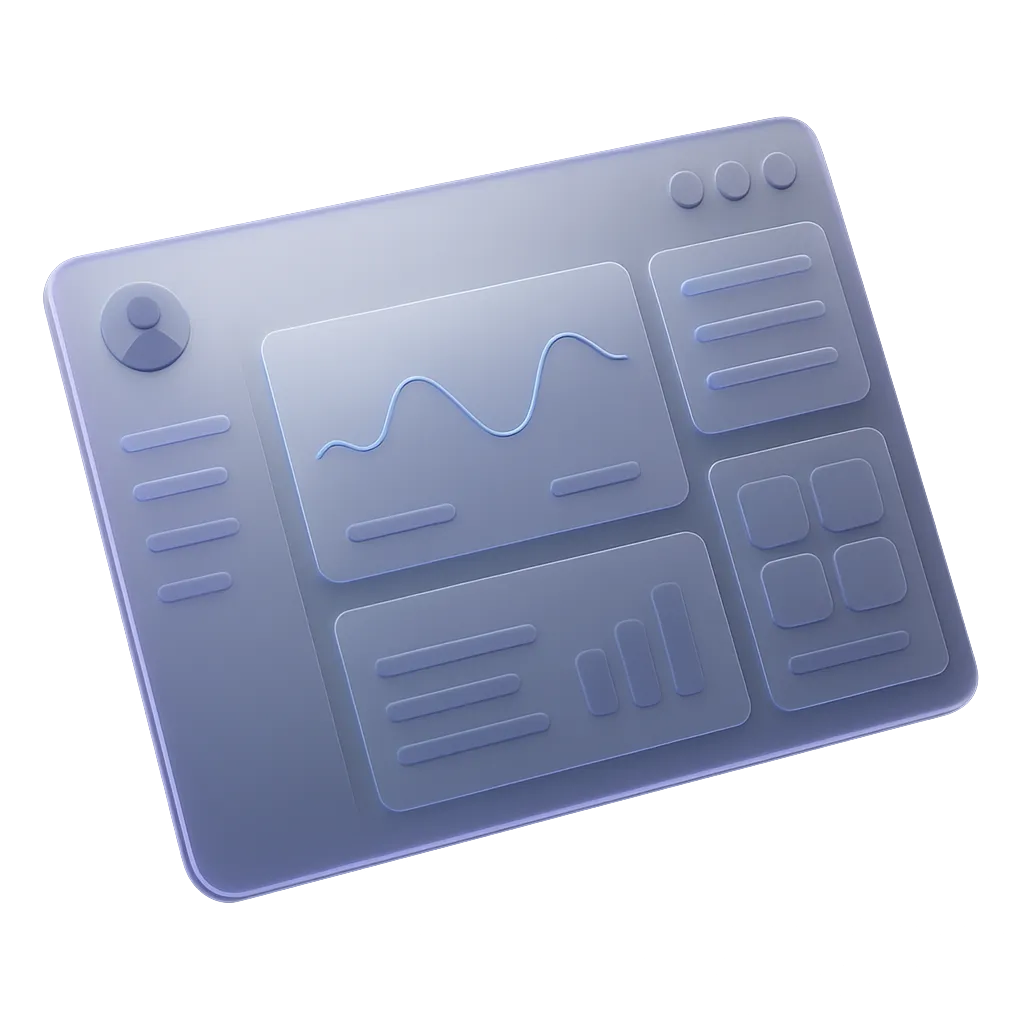 SaaS interface dashboard floating cutout