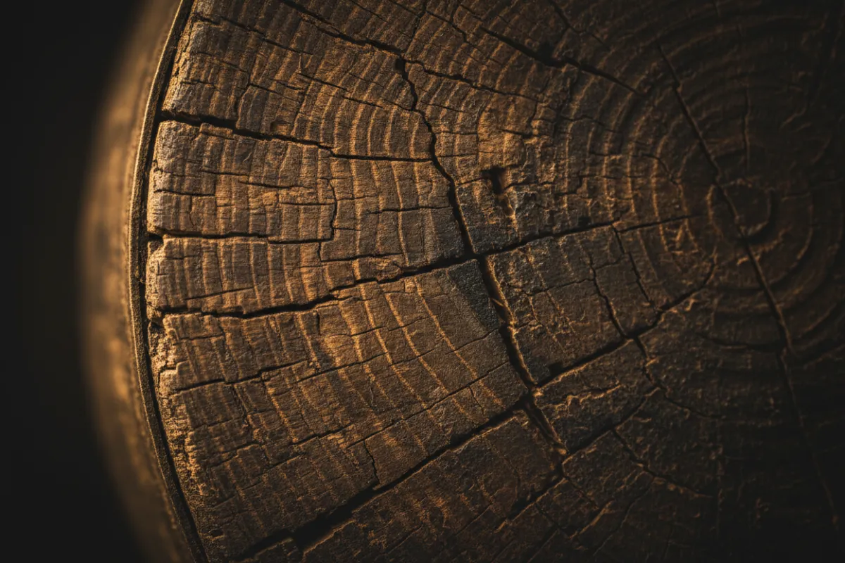 Macro photography of aged oak