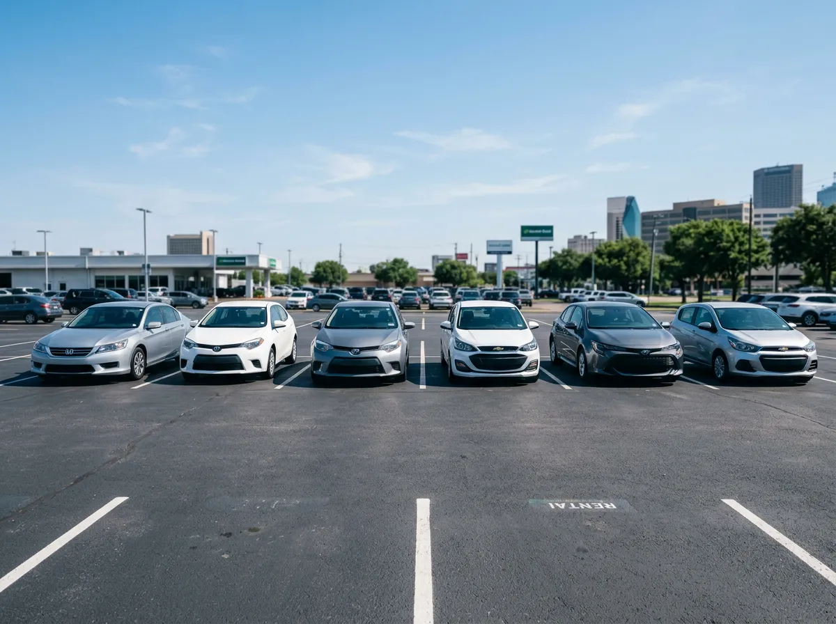 Well-maintained Express Car Rentals fleet vehicles ready for service in Dallas