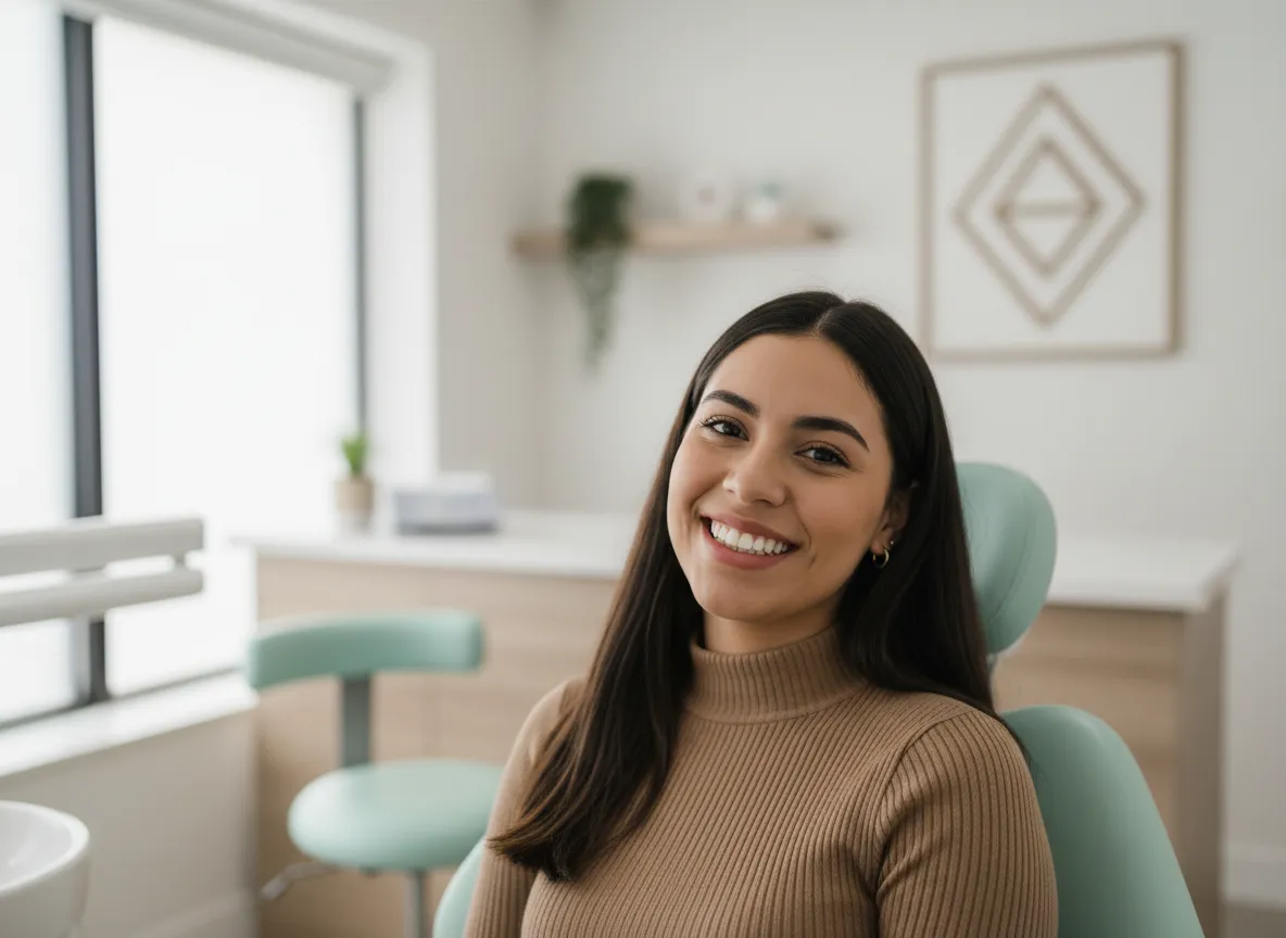 Paciente sonriendo después de tratamiento de odontología estética