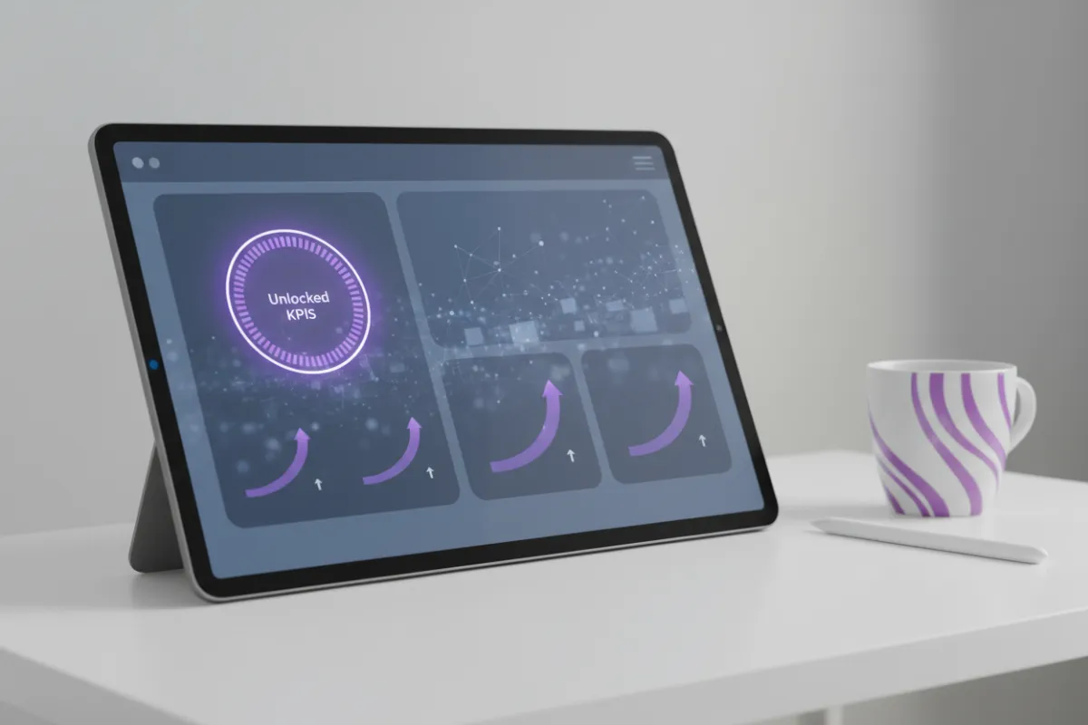 Product dashboard showing unlocked KPIs and productivity meter