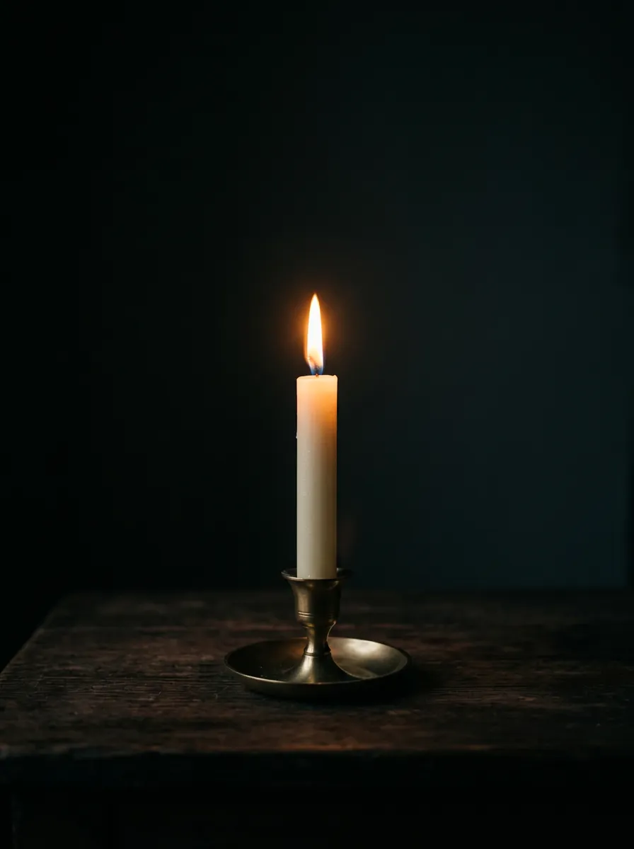 Cover art for 'A Christmas Prayer' showing a single candle burning in darkness