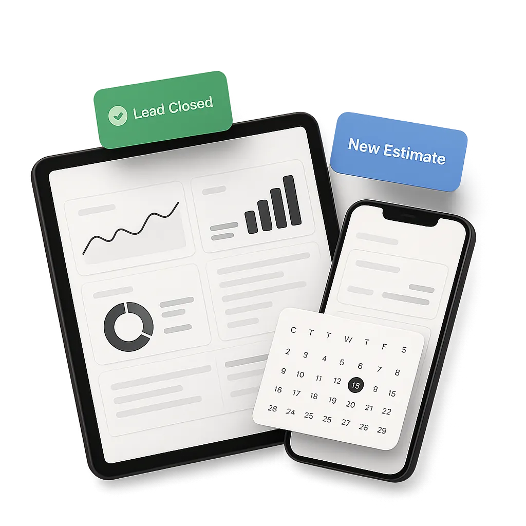 SYNTRO-OS Dashboard Interface with Floating UI Cards on Multiple Devices