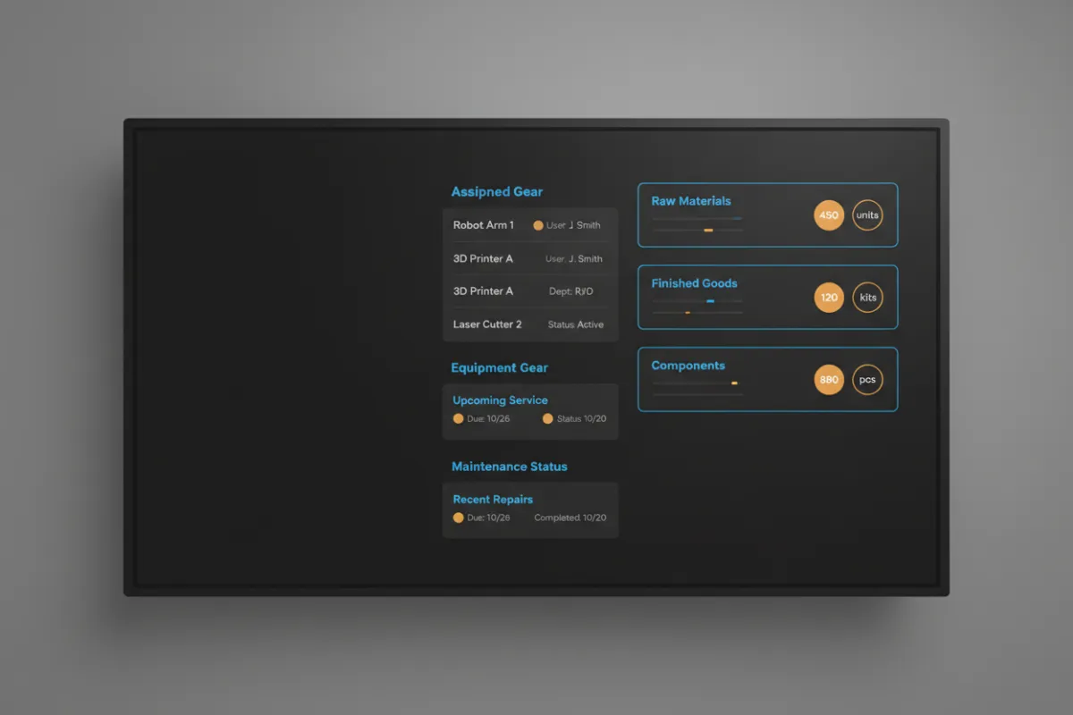Inventory and Equipment Tracking dashboard