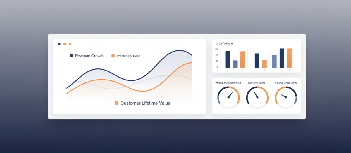 Ecommerce store revenue growth graphs.