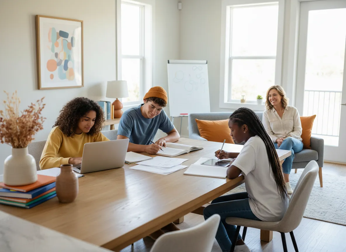 Teen using a financial literacy curriculum at home