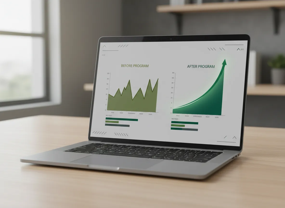Data chart showing growth before and after financial literacy program