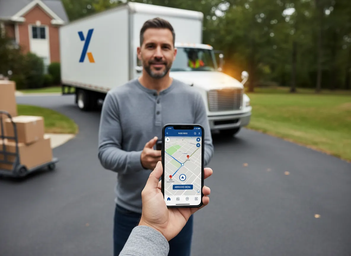 Customer tracking their moving truck via a GPS-enabled mobile app