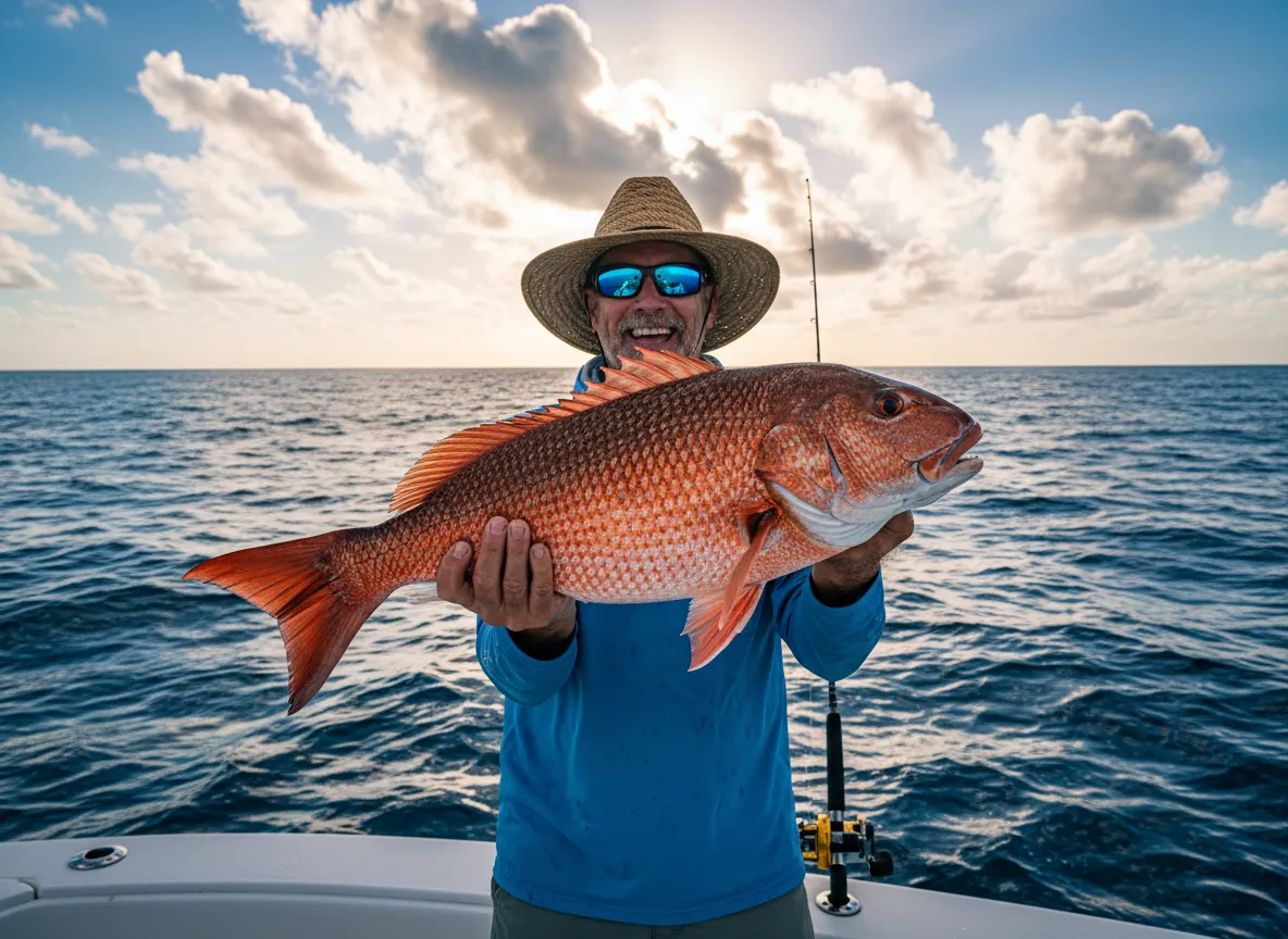 Angler with offshore snapper