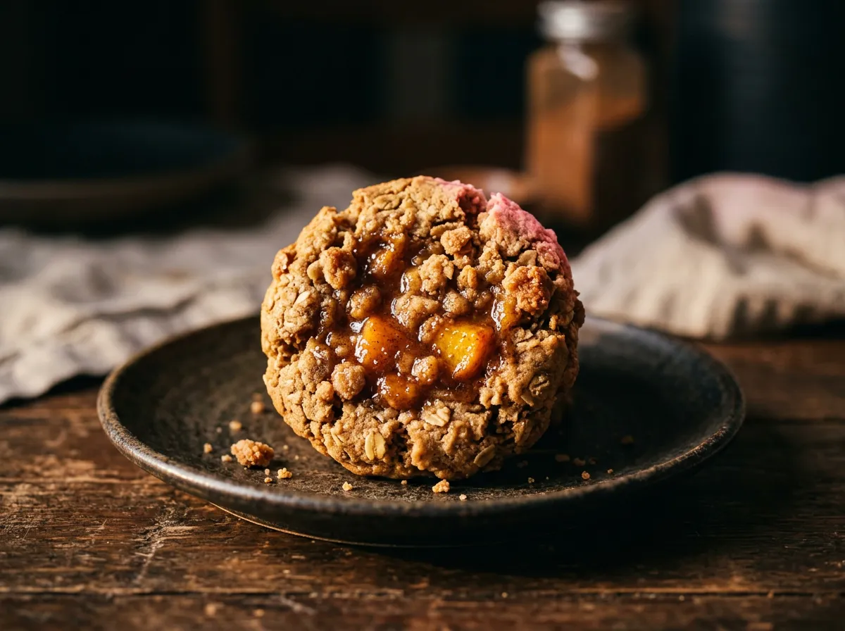 Peach Cobbler cinnamon spiced cookie with caramelized peach preserves
