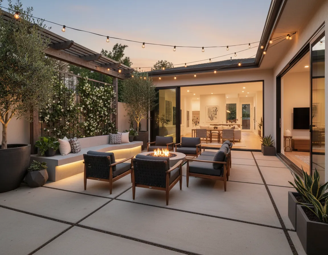 Backyard and patio of a custom-designed home