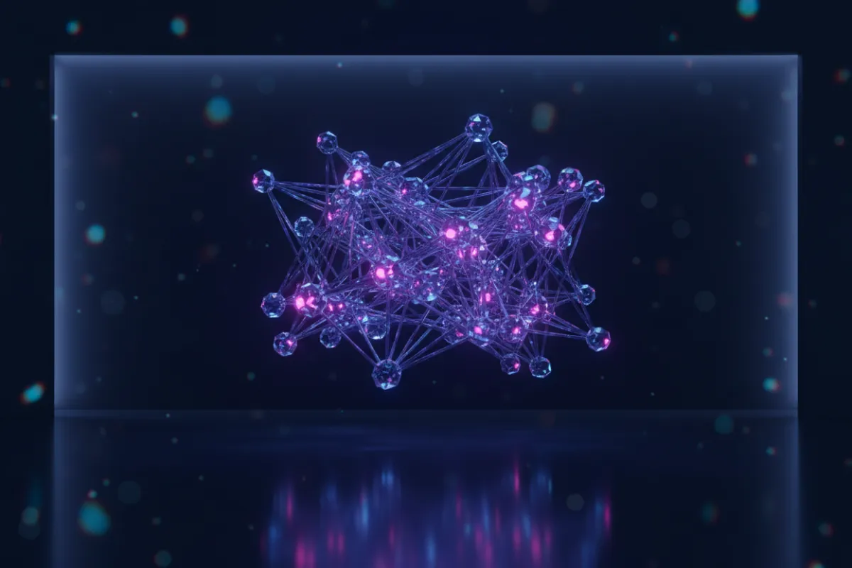 Illustration of an AI neural network in indigo