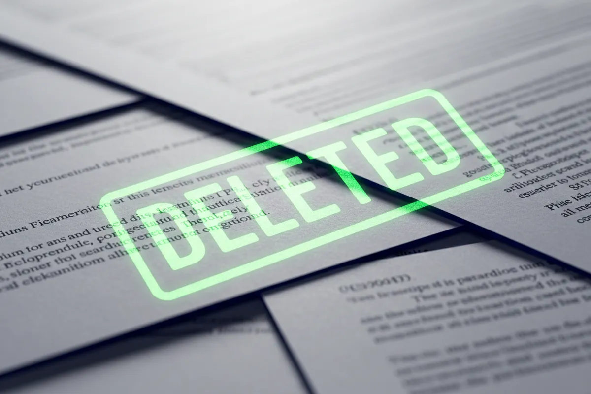 Document showing three repossessions marked as deleted