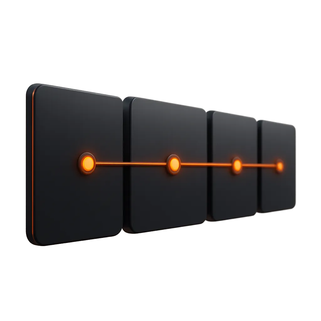 Property sales abstract AI qualification telemetry flow with orange status indicators