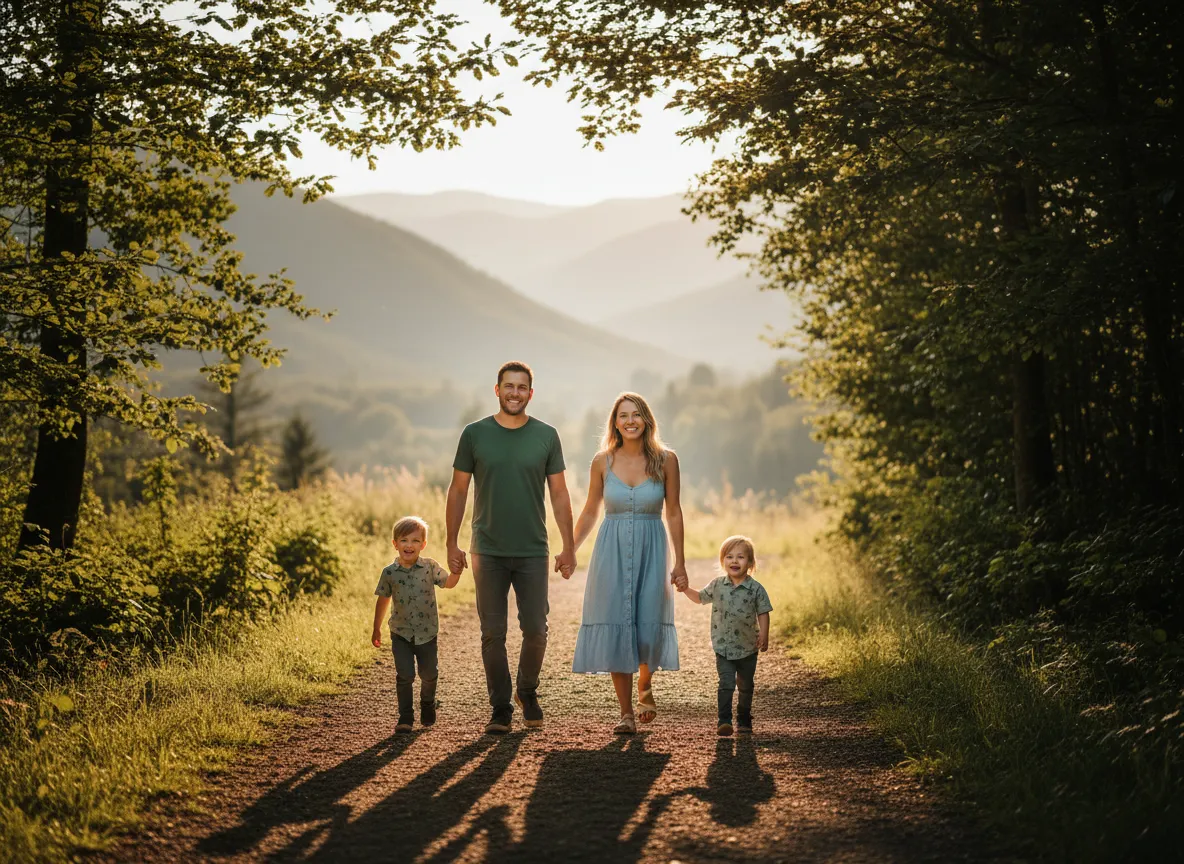 A family enjoying fellowship together outdoors