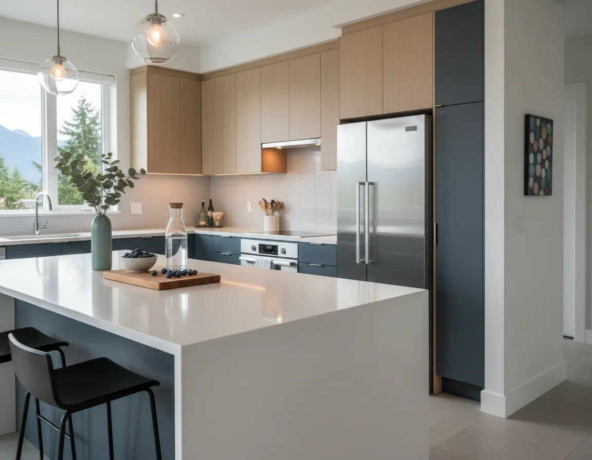 Spotless Airbnb kitchen with staged countertop in Vancouver