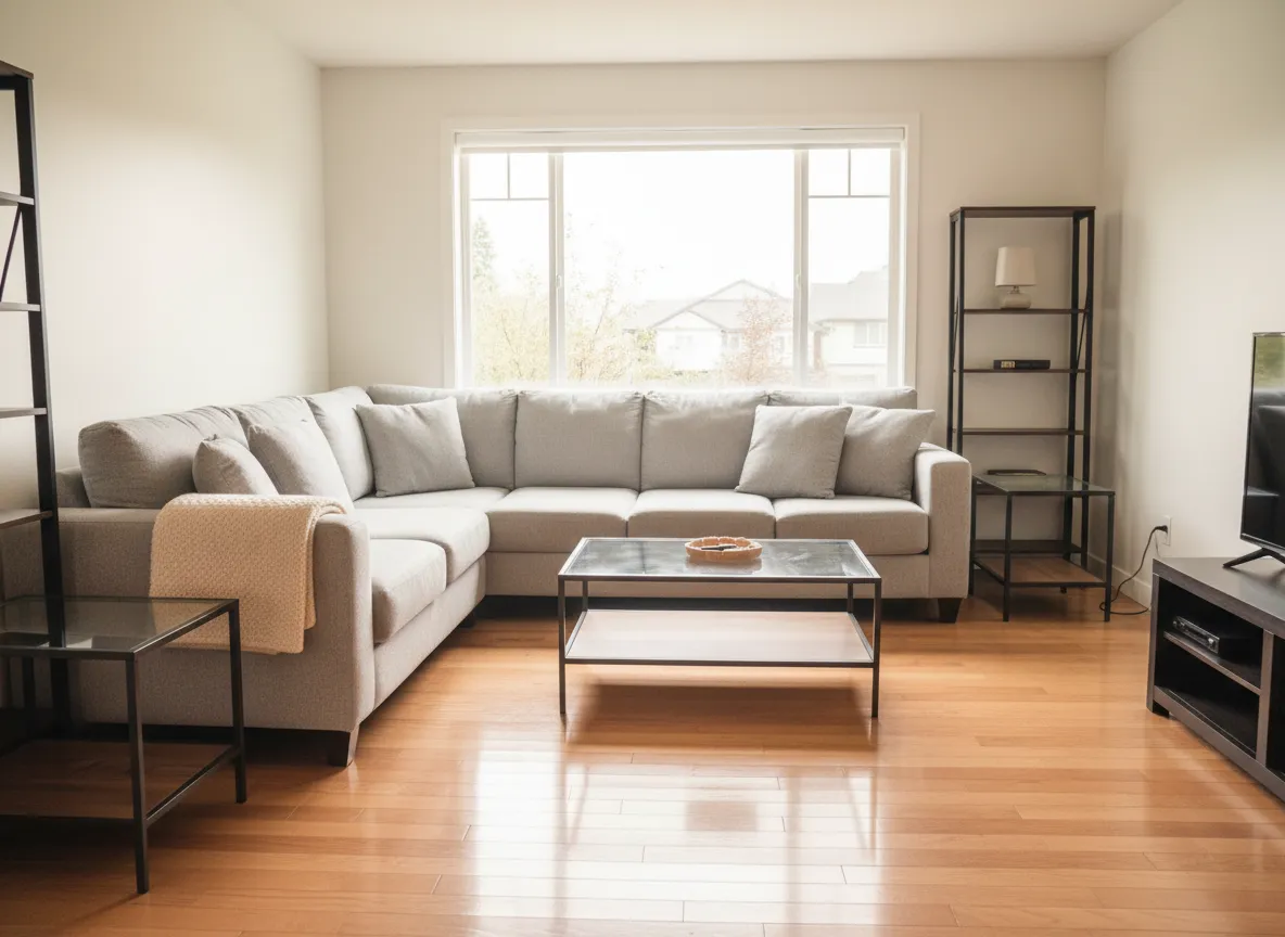 Spotless bright living room after professional cleaning