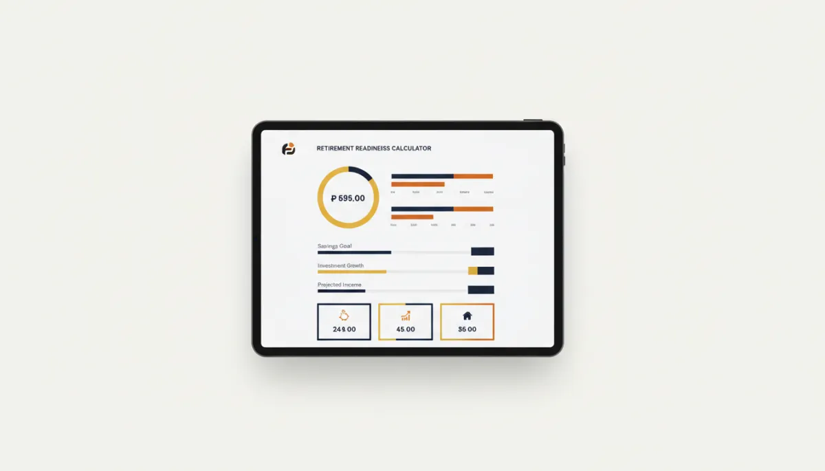 Mockup of Retirement Readiness Calculator on a tablet screen