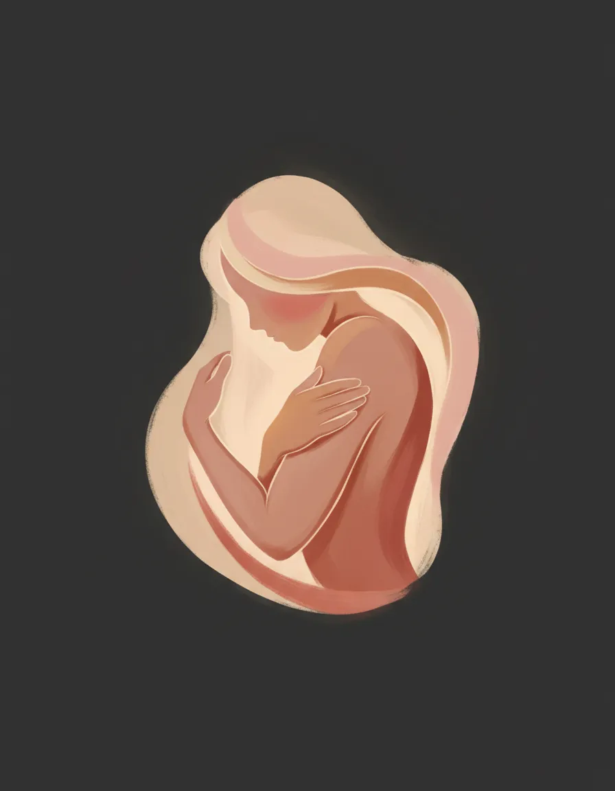 Abstract warm-toned artwork suggesting softness and self-reflection