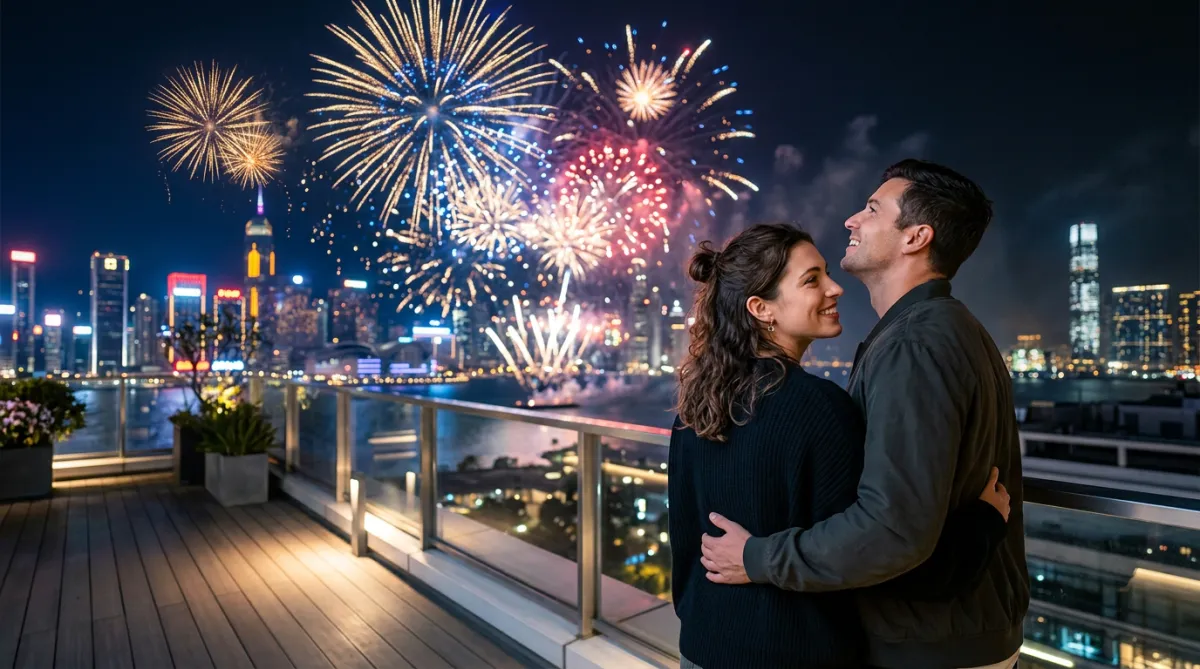 New Year and seasonal celebration guests enjoying evening event