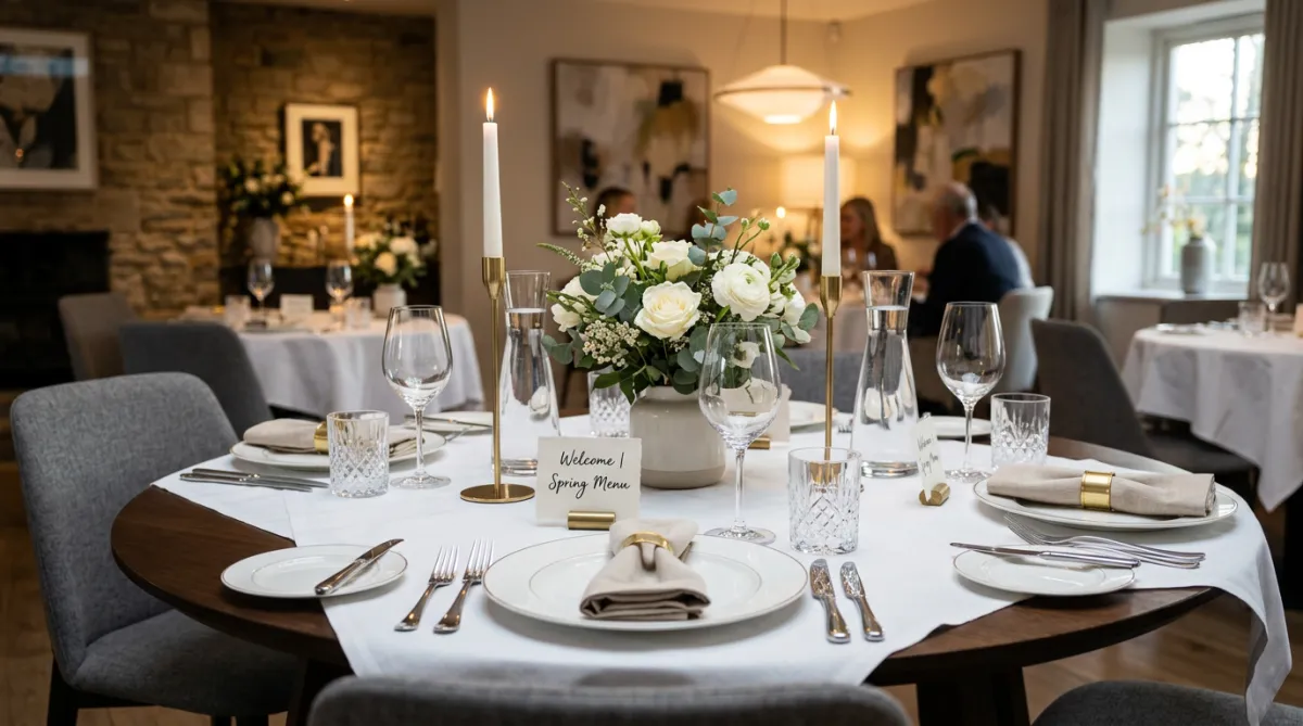Christmas and Festive Season indoor dining celebration setting